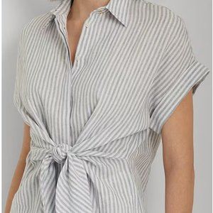 Lauren Ralph Lauren Stripe Self Extended Tie Waist Point Collar SIZE: XL